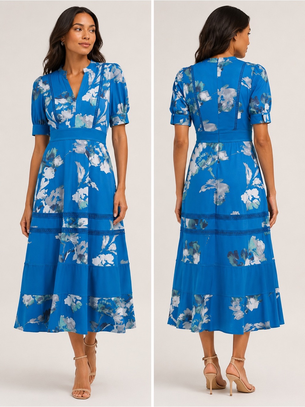 🎉LAST PIECE 🎉TAYLOR Short Sleeve Floral Maxi Dress With Eyelet Detail
